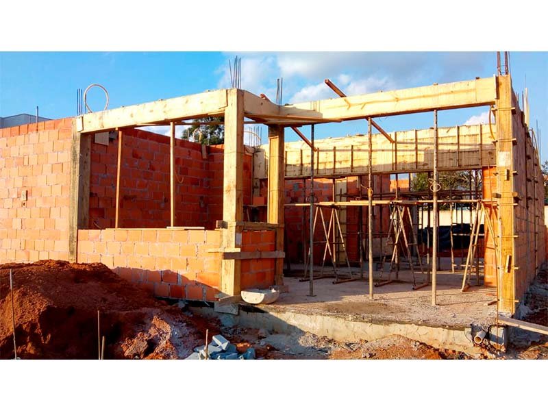 Obra em construção estrutura de concreto armado canteiro Indaiatuba SP