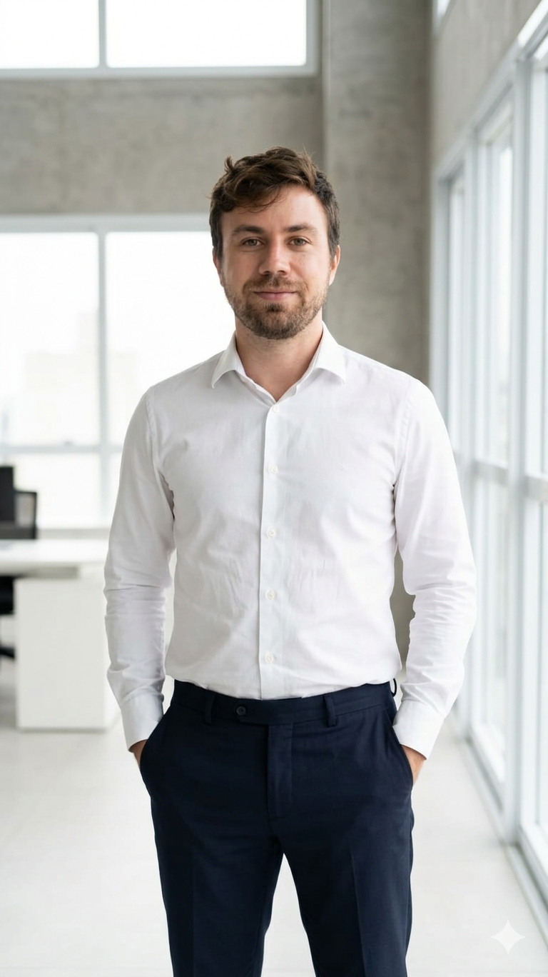 Engenheiro André Senson em obra de construção civil em Indaiatuba SP